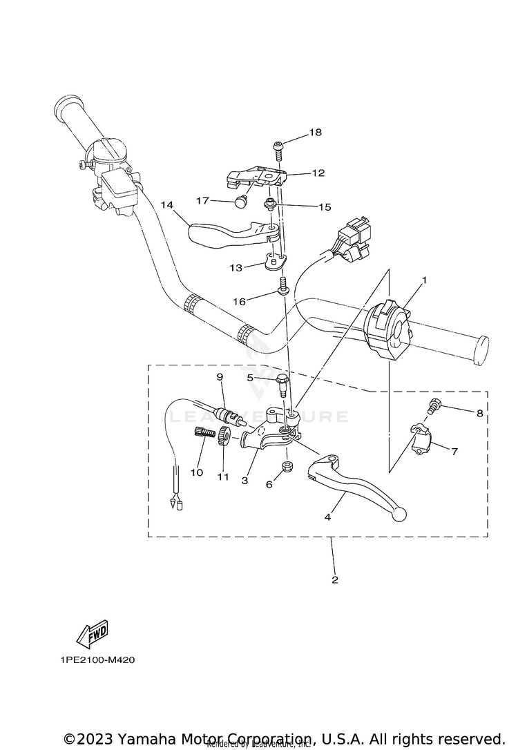 Handle Switch & Lever RAPTOR 700R SE CAL - YFM70RCCRB - 2024 Schematic