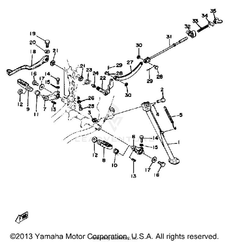 Stand - Footrest - Brake Pedal XT500E - 1978 Schematic