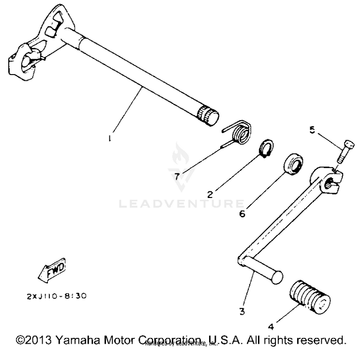 Shift Shaft BLASTER - YFS200E - 1993 Schematic