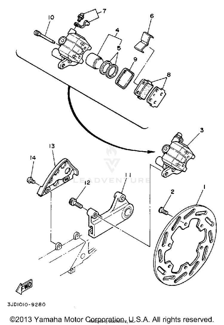 Rear Brake Caliper Schematic