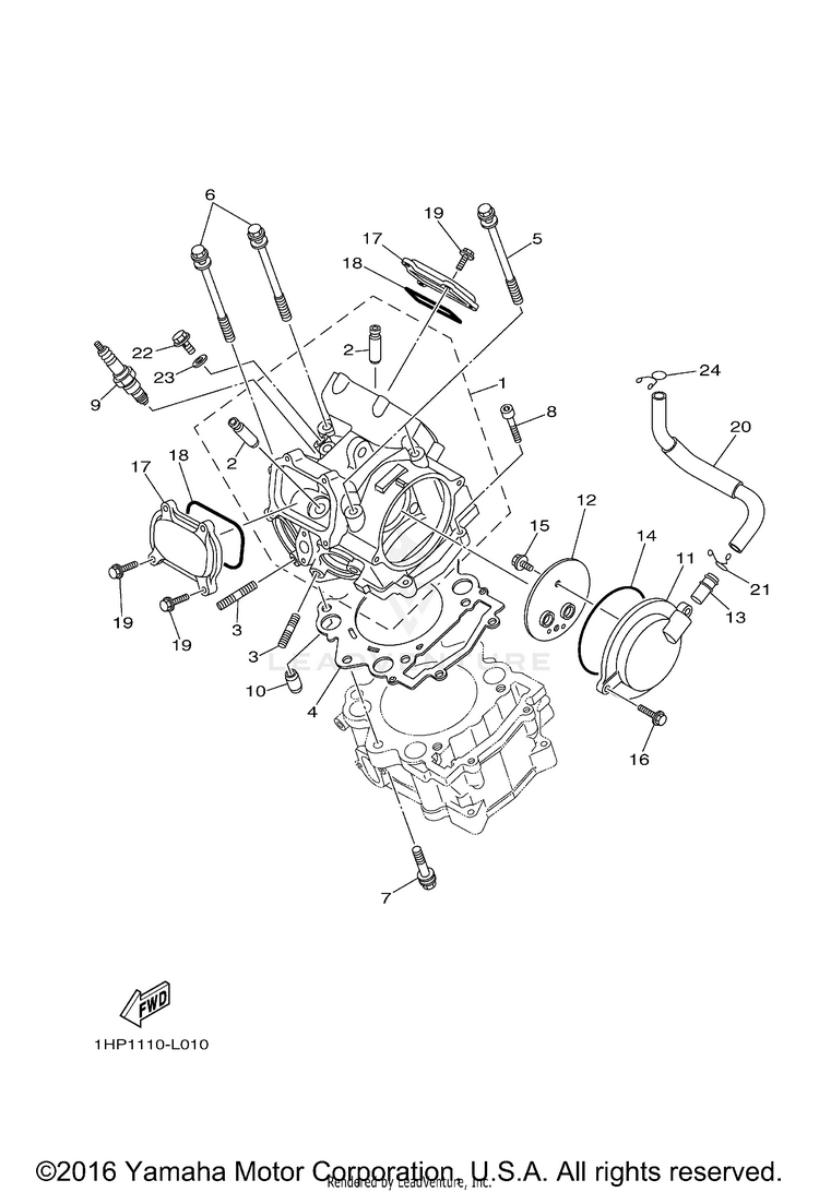 Cylinder Head GRIZZLY 550 4WD - YFM5FGDGR - 2013 Schematic