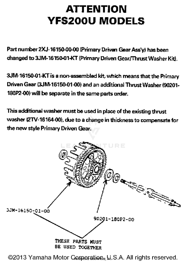 Primary Gear Kit Schematic