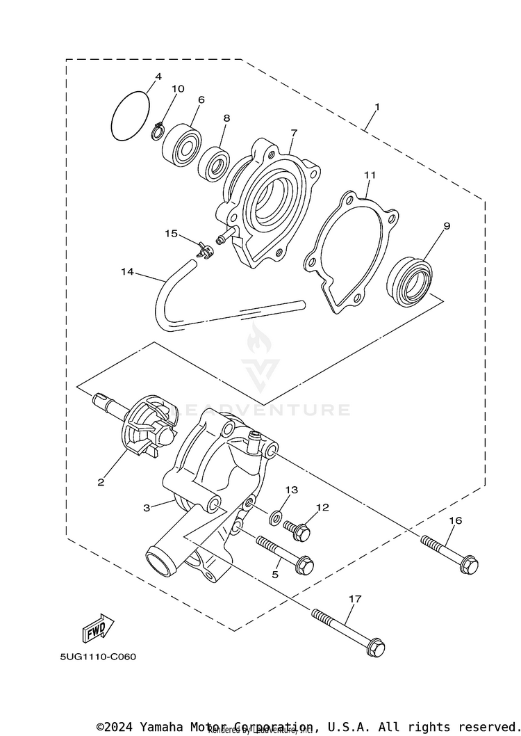 Water Pump RHINO 660 - YXR660FAS - 2004 Schematic