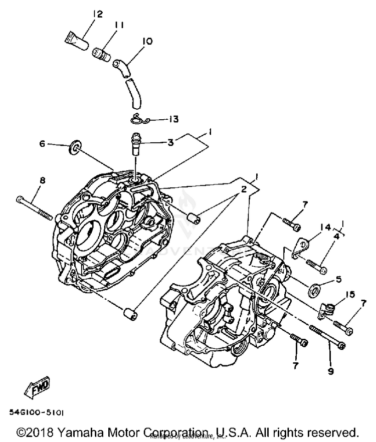Crankcase BIG WHEEL ELEC START - BW200ES - 1986 Schematic