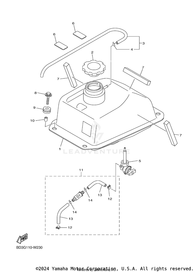 Fuel Tank RAPTOR 90 - YFM09RYXML - 2021 Schematic