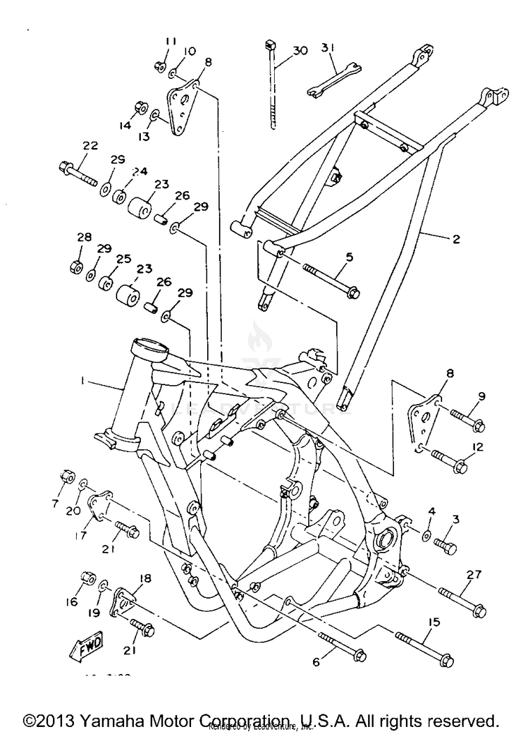 Frame YZ250E - 1993 Schematic
