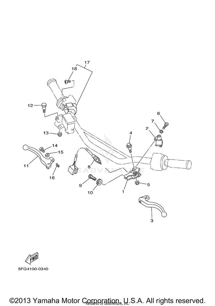 Handle Switch Lever TTR225 - TT225RNC - 2001 Schematic