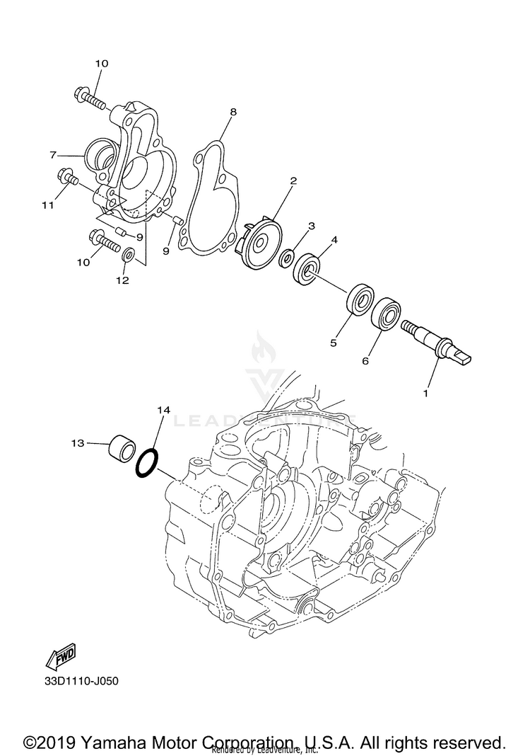 Water Pump YZ450F - YZ450FAB - 2011 Schematic