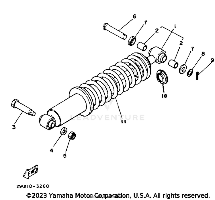 Rear Shocks (Ytm225dxk) Schematic