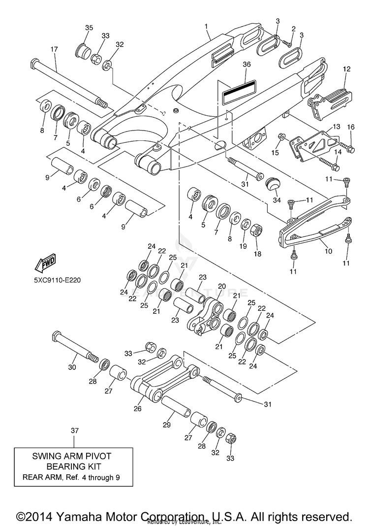 Rear Arm YZ250F - YZ250FV - 2006 Schematic