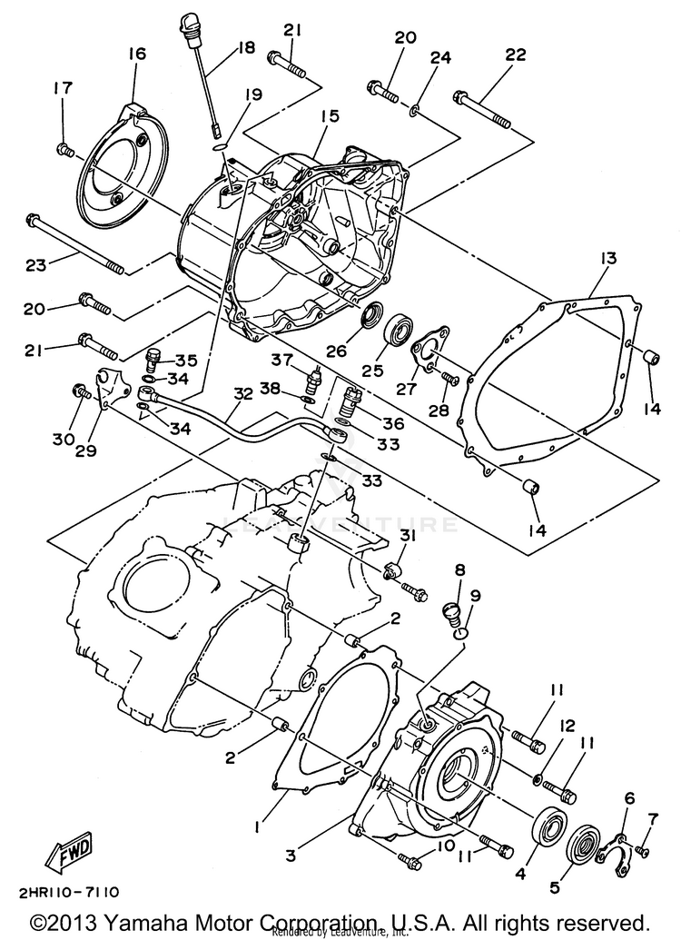Crankcase Cover 1 BIG BEAR 4WD - YFM350FWH - 1996 Schematic