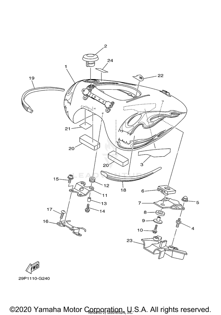 Fuel Tank RAIDER S WFLAMES - XV19CSXCR - 2008 Schematic