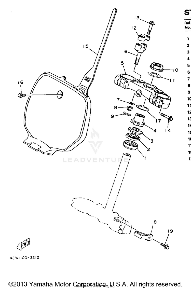 Steering YZ250E - 1993 Schematic