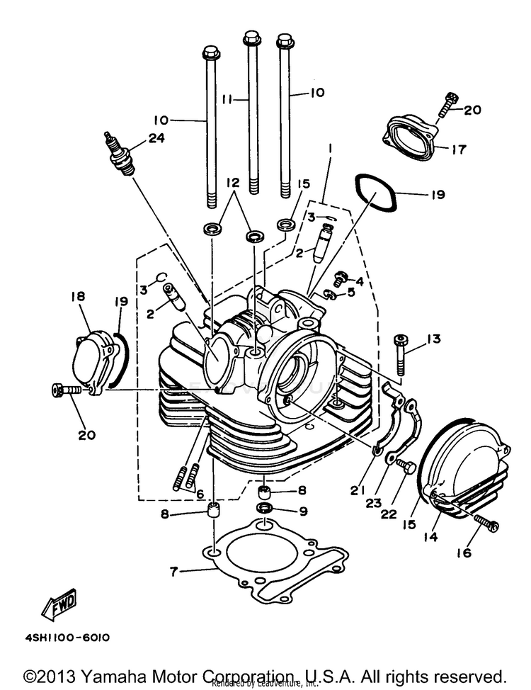 Cylinder Head KODIAK 4WD - YFM400FWJ - 1997 Schematic