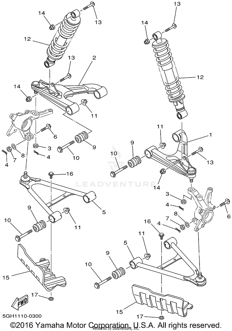 Front Suspension Wheel KODIAK 4WD - YFM400FAP - 2002 Schematic