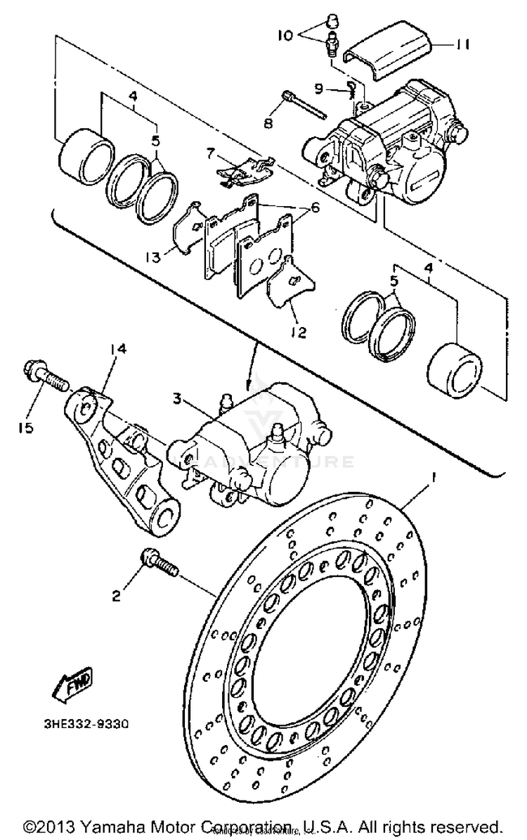 Rear Brake Caliper FZR600AC - 1990 Schematic