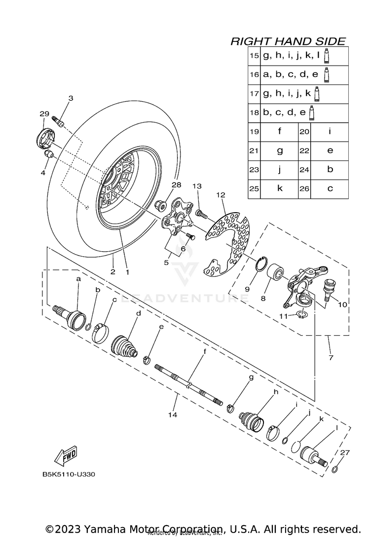 Front Wheel 2 KODIAK 700 EPS - YFM70KPAPG - 2023 Schematic