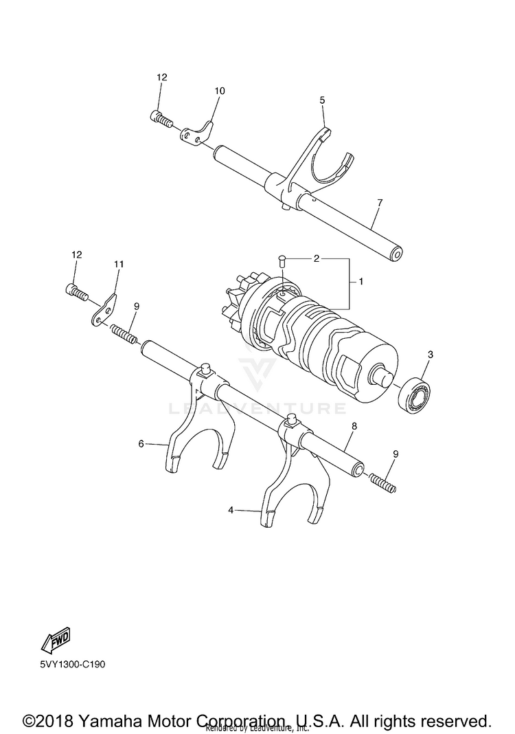 Shift Cam Fork FZ1 - FZS10XCGY - 2008 Schematic