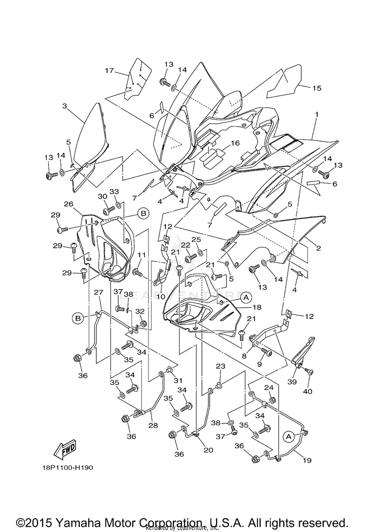 Rear Fender YFZ450R - YFZ45RDL - 2013 Schematic