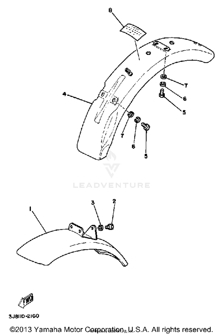 Front Fender - Rear Fender  Dt80h - J - K Schematic