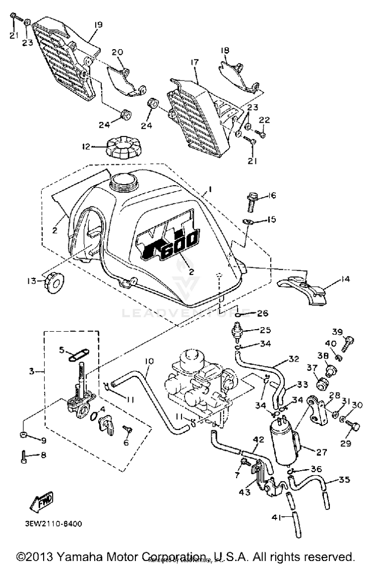 Fuel Tank (Non-California Model) Schematic