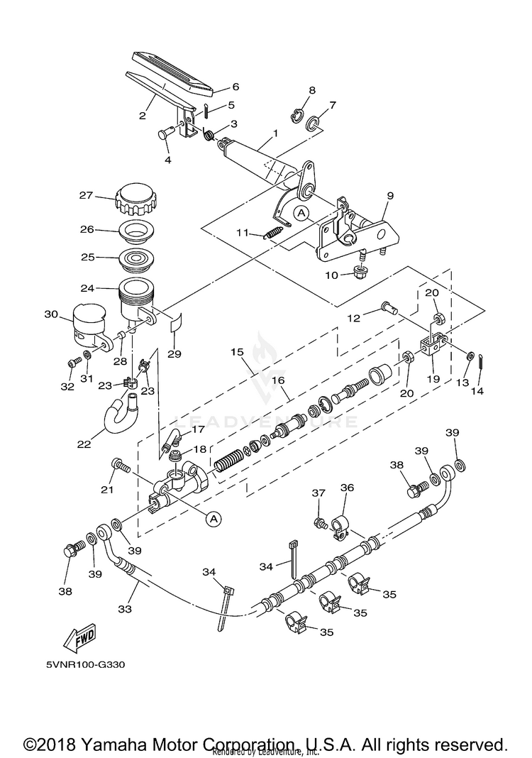 Rear Master Cylinder ROAD STAR - XV17AWXCL - 2008 Schematic