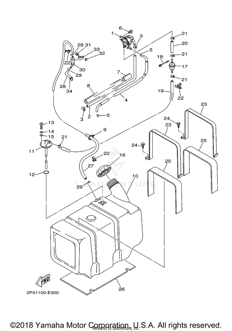 Fuel Tank RHINO 450 4WD - YXR45FAVGR - 2006 Schematic