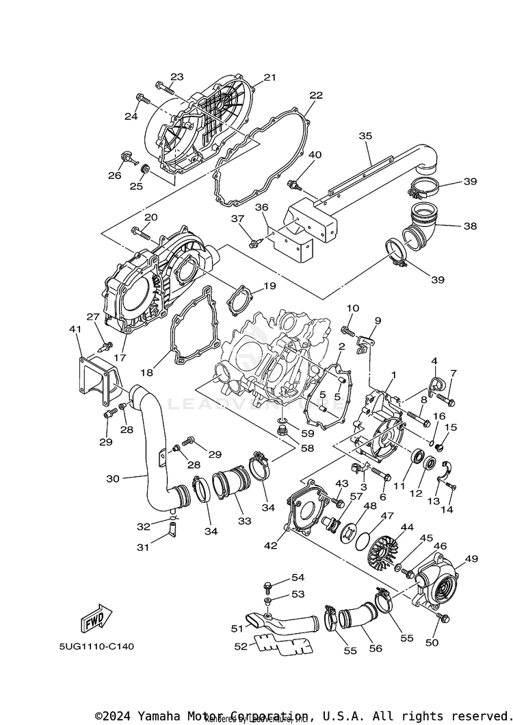 Crankcase Cover 1 RHINO 660 - YXR660FAS - 2004 Schematic