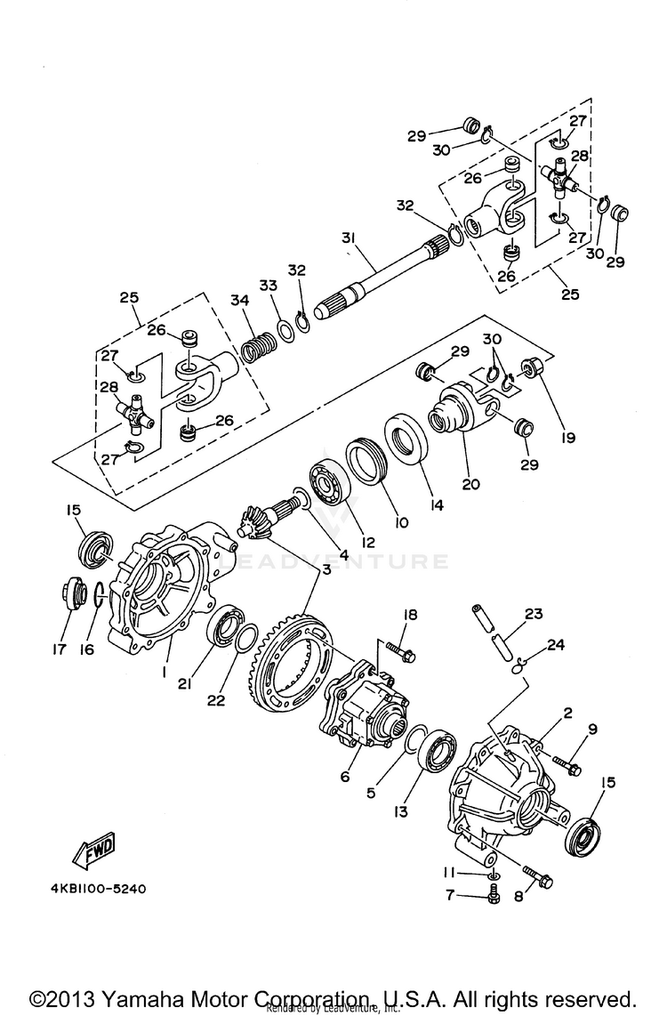 Front Differential WOLVERINE 4WD - YFM350FXH - 1996 Schematic