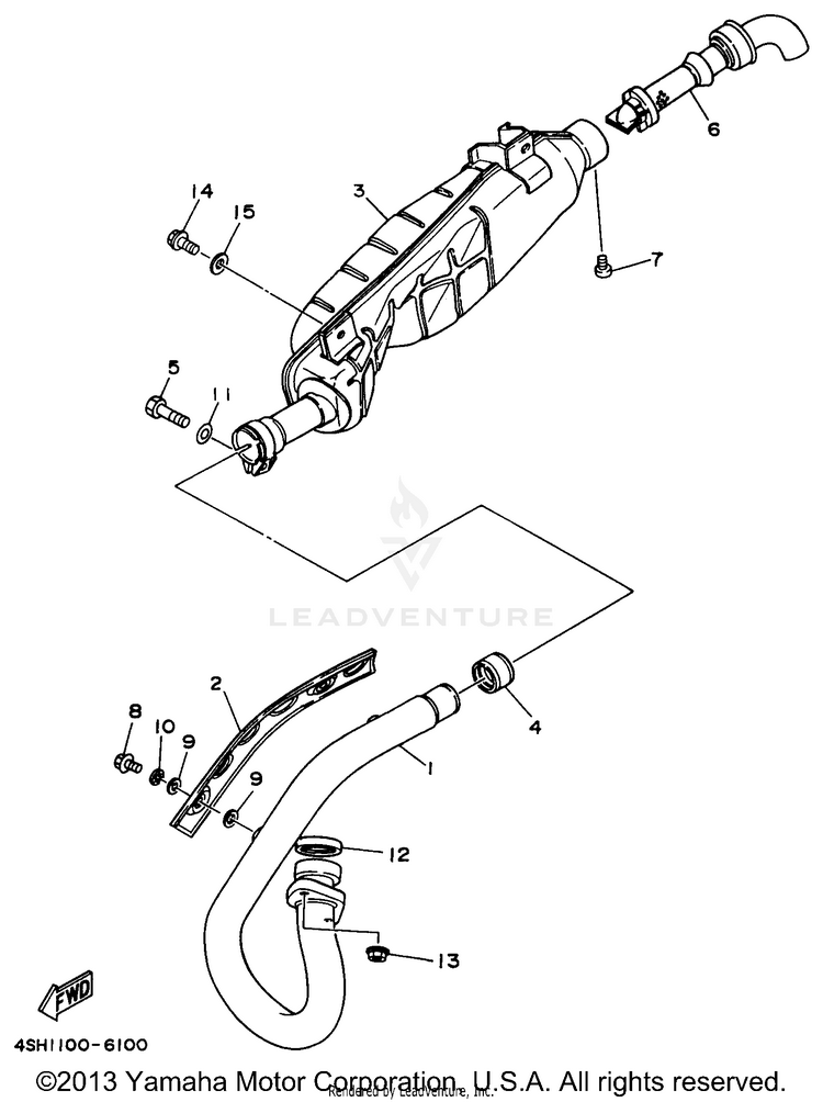 Exhaust BIG BEAR 2WD - YFM350UH - 1996 Schematic