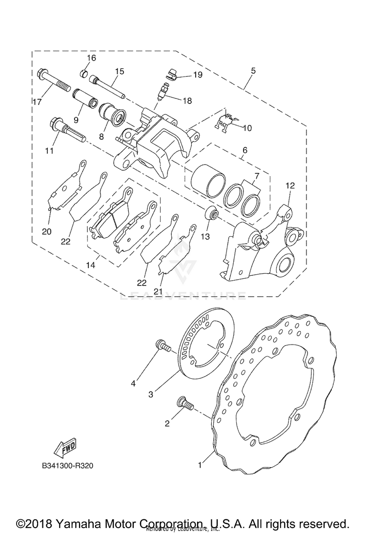 Rear Brake Caliper XSR700 - XSR700JCL - 2018 Schematic