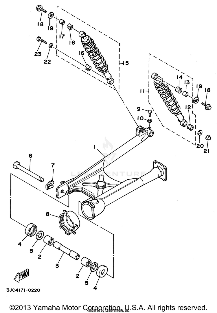 Rear Arm Suspension VIRAGO 535 - XV535HC - 1996 Schematic
