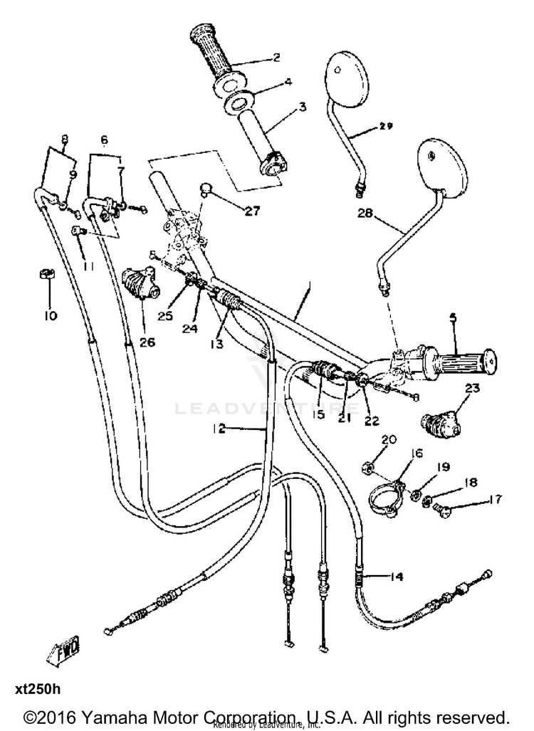 Handlebar Cable XT250 - XT250H_198 - 1981 Schematic