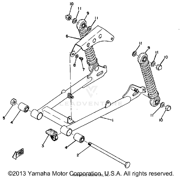 Rear Arm & Rear Cushion JT1 - 1971 Schematic