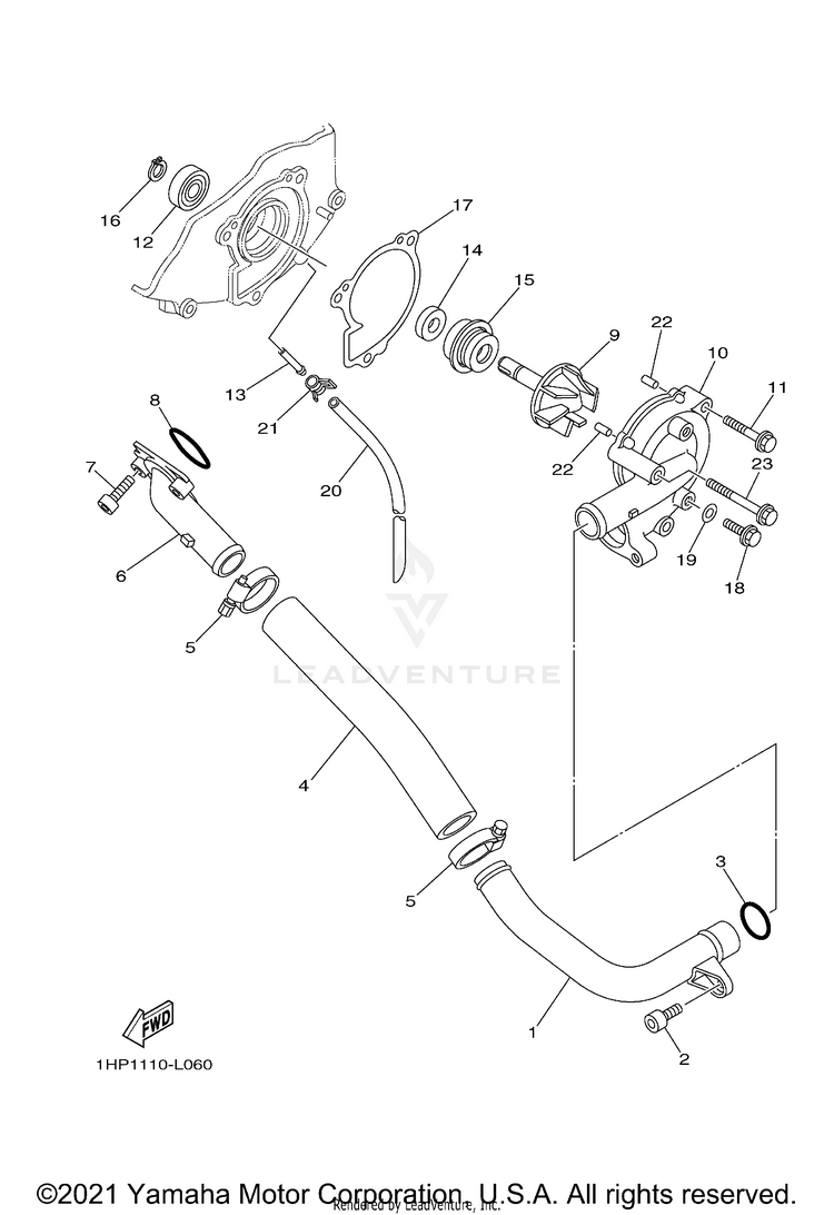 Water Pump KODIAK 700 EPS - YFM70KPANG - 2022 Schematic