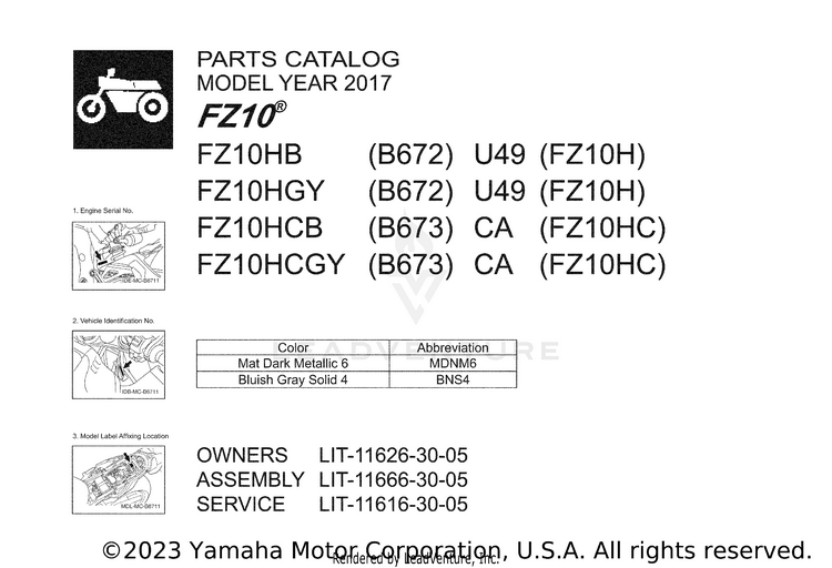 1 Title Page FZ10 - FZ10HCB - 2017 Schematic