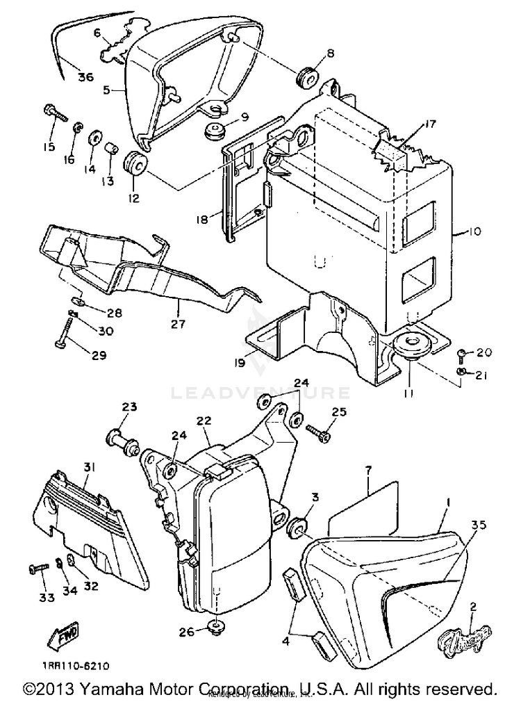 Side Cover VIRAGO 700 - XV700SSC - 1986 Schematic