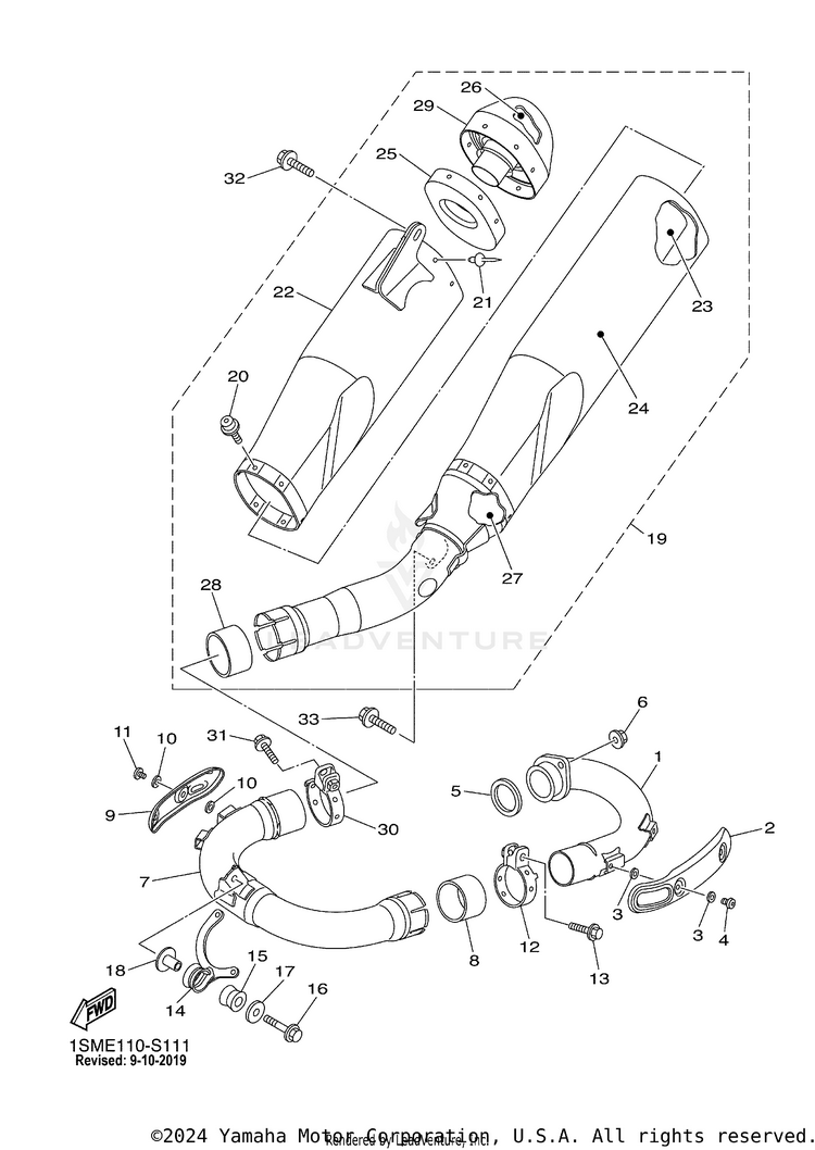 Exhaust YZ250F - YZ250FHL - 2017 Schematic