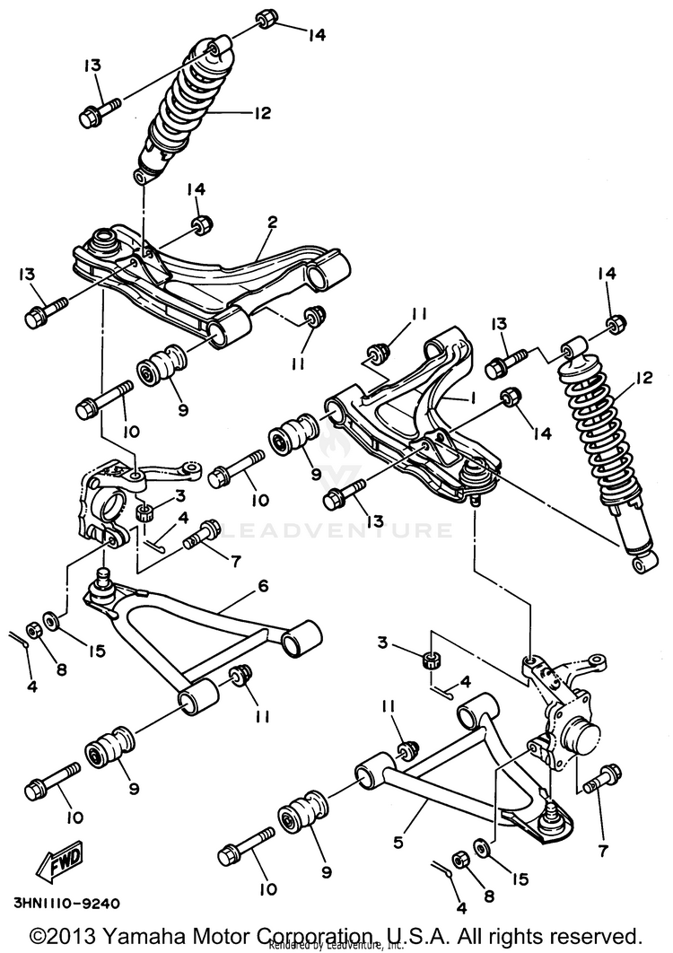 Front Suspension - Wheel BIG BEAR 4WD (ME & NH Only) - YFM350FWF_MNH - 1994 Schematic