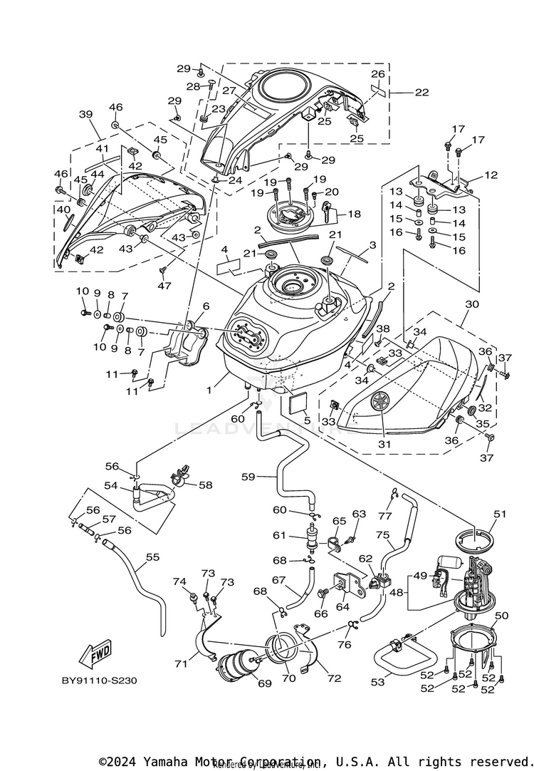 Fuel Tank R3ABS - YZFR3AHB - 2017 Schematic