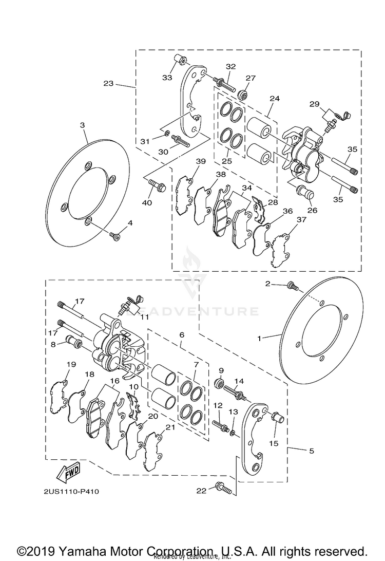 Rear Brake Caliper VIKING VI EPS HUNTER - YXC70VPHKH - 2019 Schematic