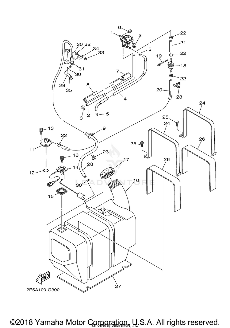 Fuel Tank RHINO 450 - YXR45FXGR - 2008 Schematic