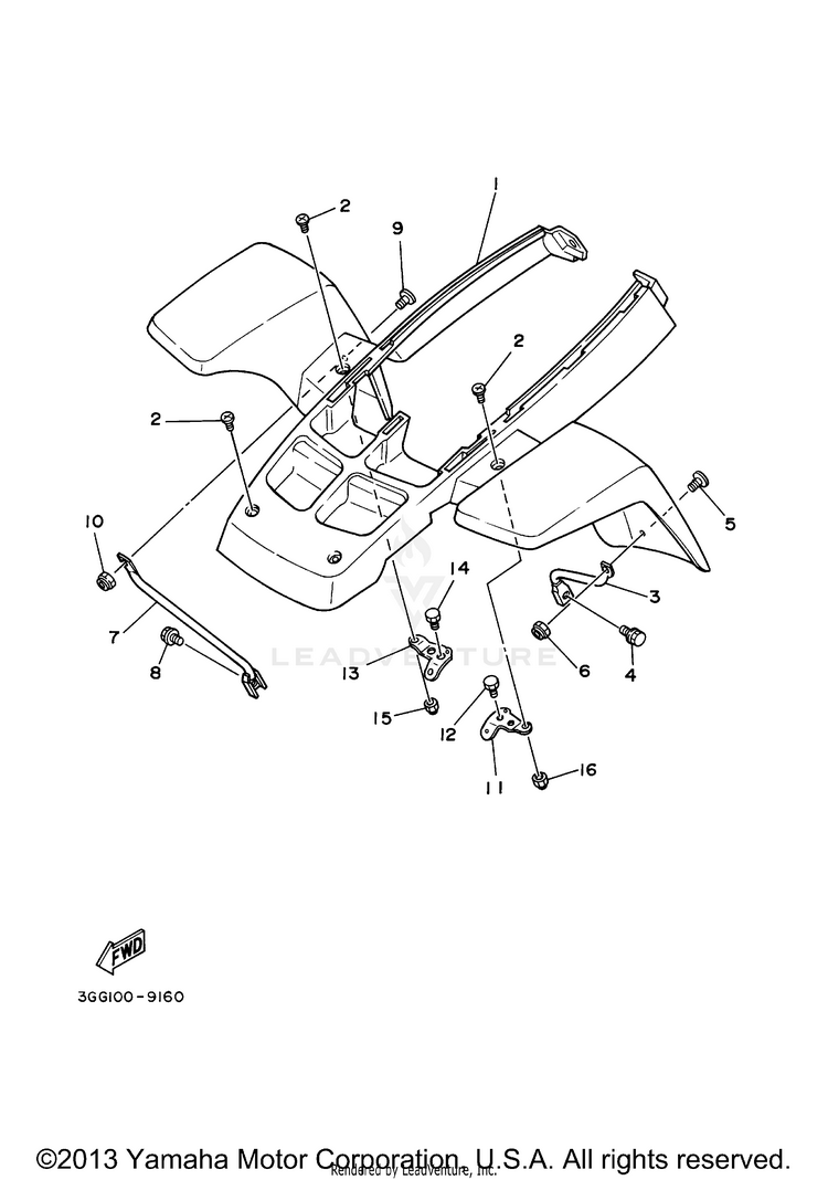 Front Fender BANSHEE - YFZ350R - 2003 Schematic