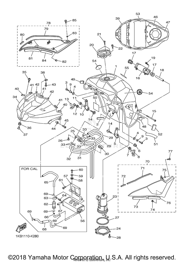 Fuel Tank YZFR1 - YZFR1ACB - 2011 Schematic