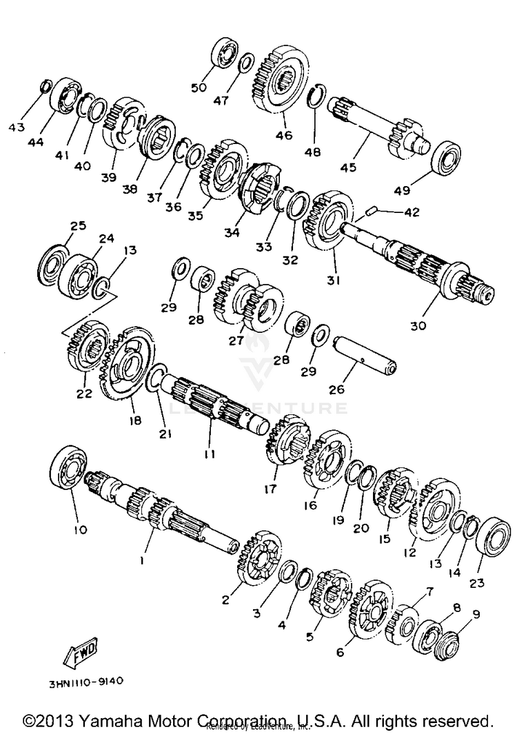 Transmission BIG BEAR 4WD - YFM350FWB - 1991 Schematic