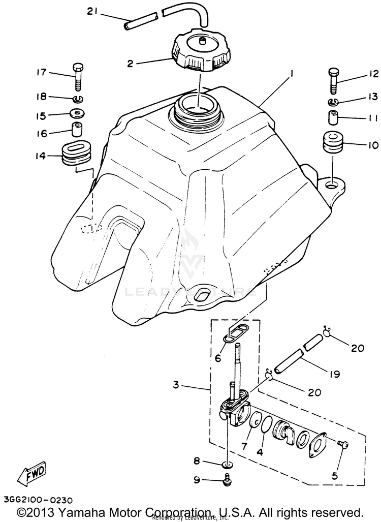 Fuel Tank BANSHEE - YFZ350F - 1994 Schematic