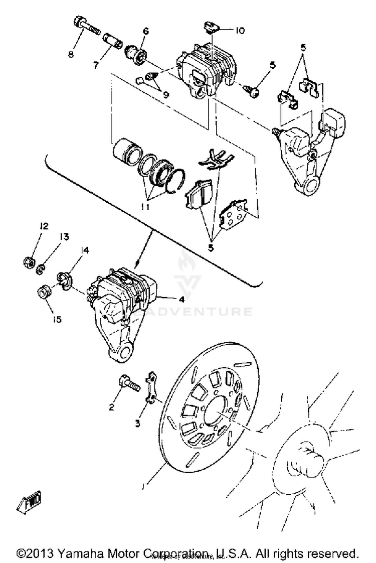 Rear Brake Caliper XS1100SG - 1980 Schematic