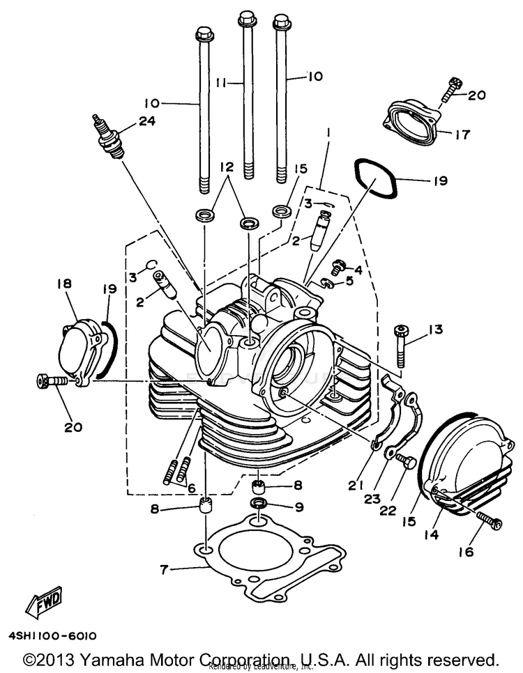 Cylinder Head KODIAK 4WD - YFM400FWH - 1996 Schematic