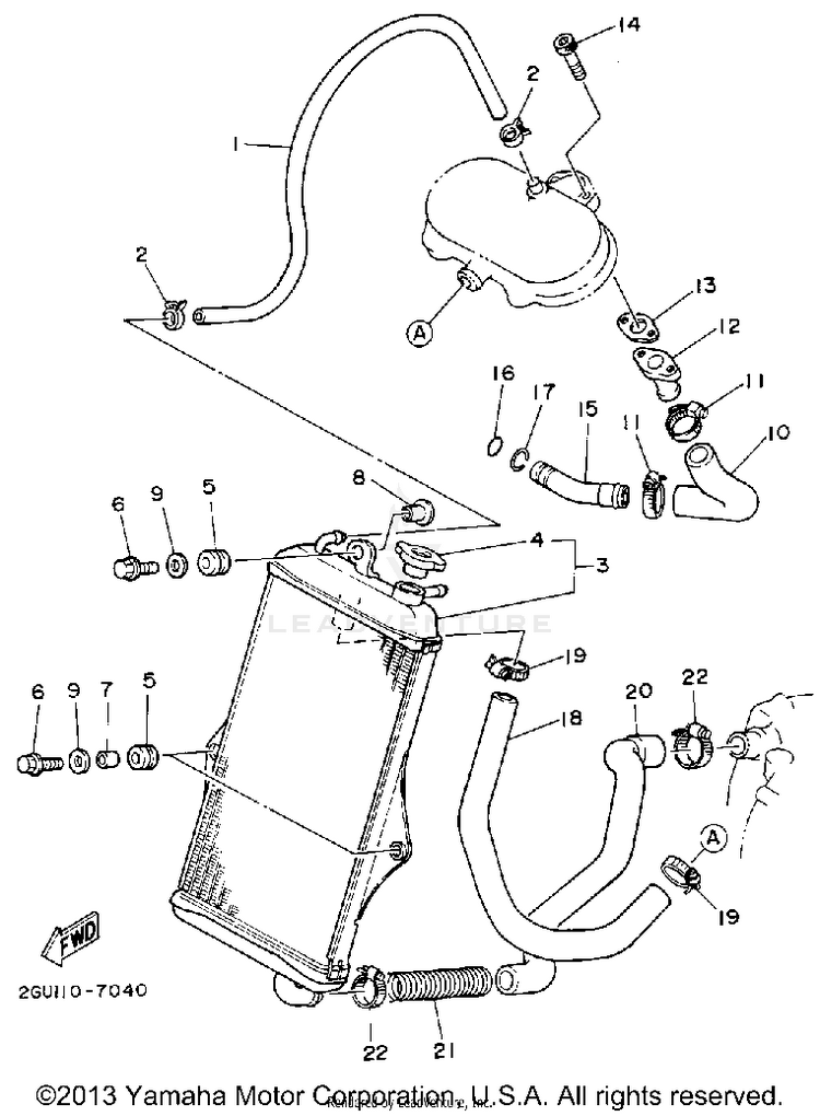 Radiator-Hose BANSHEE - YFZ350D - 1992 Schematic