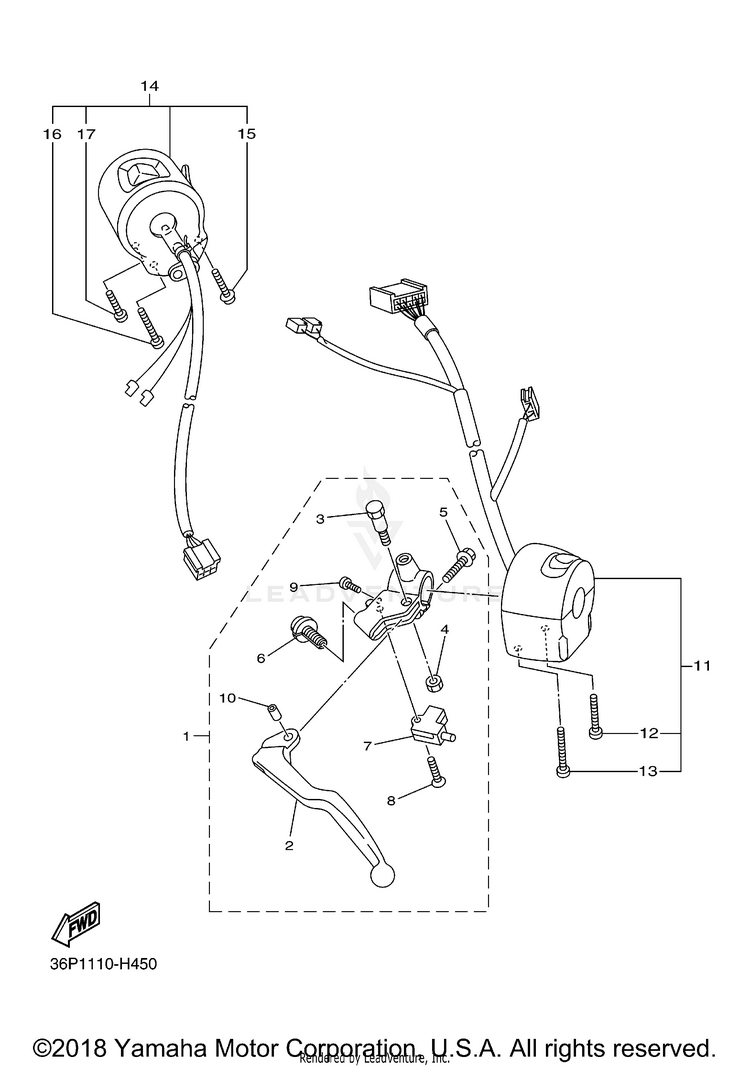 Handle Switch Lever FZ6R - FZ6RYCW - 2009 Schematic